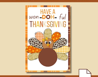 Play Doh Thanksgiving PDF Card Tags | Printable PDF | Classroom Favors | Gifts