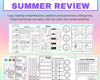 First Grade | Summer Review | Worksheets | Teacher Resources | Homeschool | Summer Bucket List | Printable | Instant Download