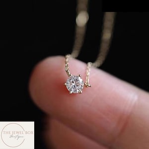 Classic Minimalist Diamond Stud Necklace, Sterling Silver, 925 Sterling Silver 18k Gold Plated Necklace Sparkling Clavicle Chain