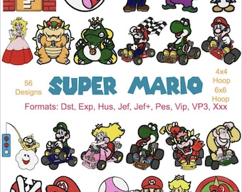 Archivo de máquina de Super Mario, diseño de máquina de Super Mario, personajes de Super Mario, descarga instantánea, archivo digital, 56 diseños
