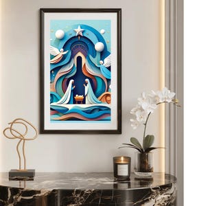 Nativity Scene Art Print: Paper Cut Style Christmas Decor (Digital Download)