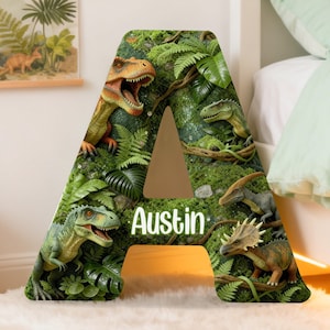 3D Dinosaur Letter Pillow,Custom Initial Jurassic Cushion,Personalized Dinosaur Decor,Boy Birthday Gift