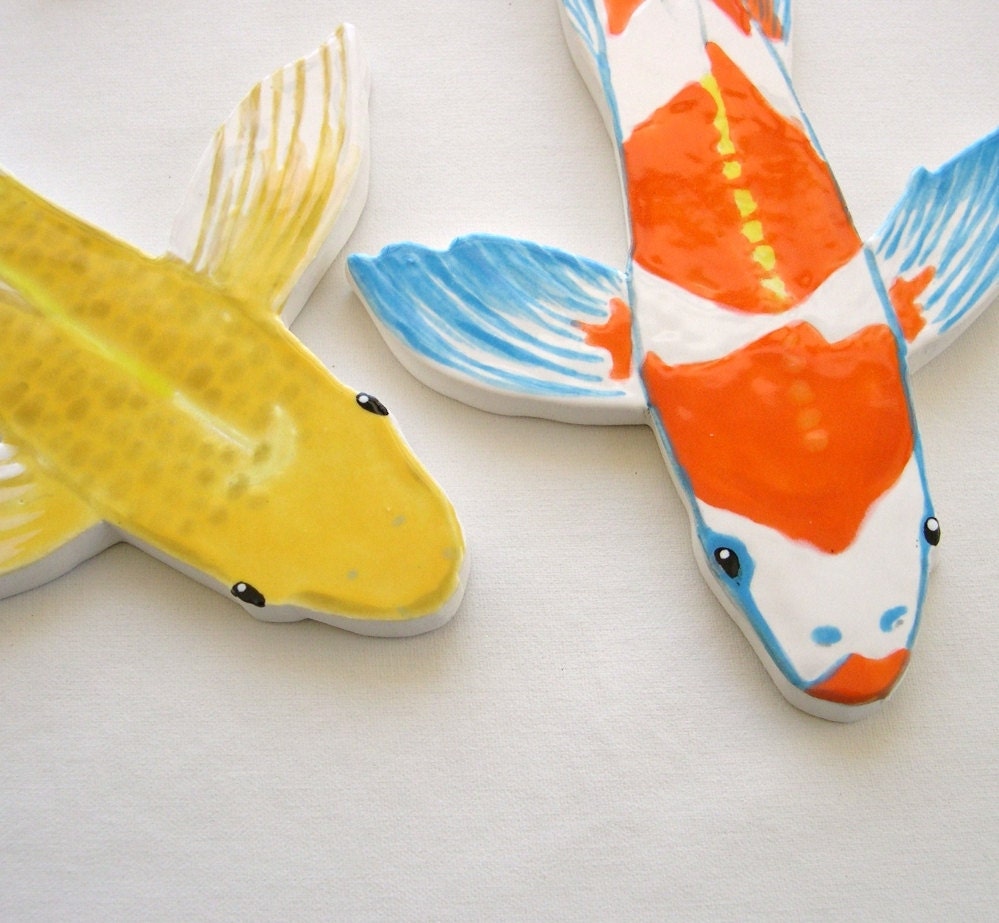 RESERVED Koi Mosaic tile ceramic fish hand painted art Tiles Etsy