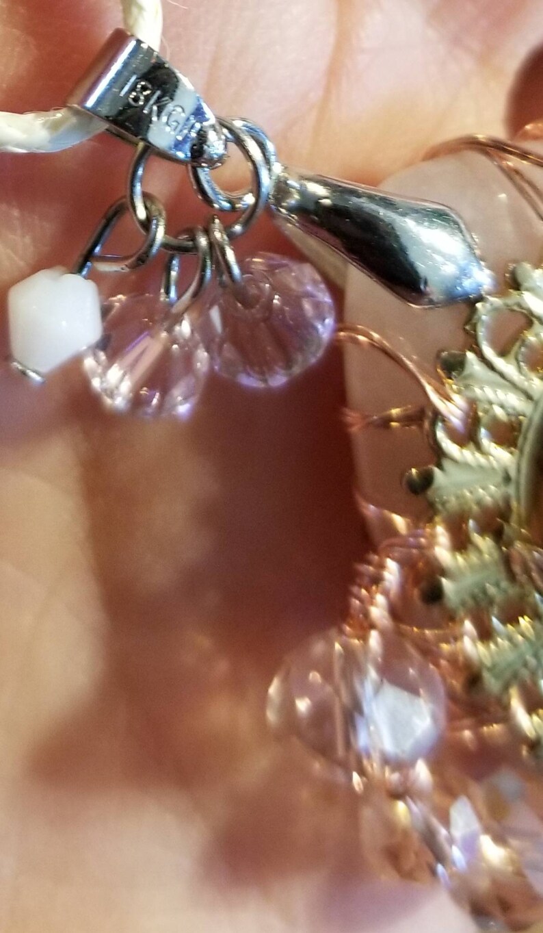 Pink Quartz Tree of Life Pendant Necklace OOAK