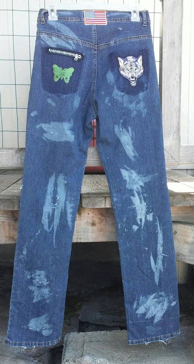 Destroyed destructed distressed torn bleached patched jeans | Etsy