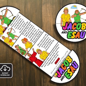 Jacob and Esau Folding Surprise Bible Story Craft, Bible Lesson, Easter Craft, Sunday School, Church Activity kid, Mini Book, Jacob and Esau