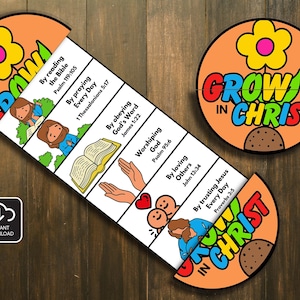 Growing in Christ Craft, Folding Surprise Bible Craft, Bible Lesson, Sunday School, Church Activity Kids, Mini Book, Bible Story Craft