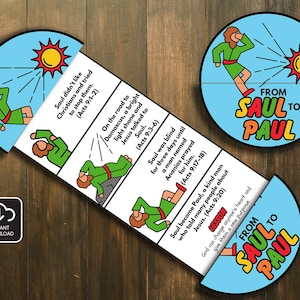 Saul zu Paul Falten Überraschung Bibel Handwerk, Bibelstunde, Sonntagsschule, Kirche Aktivität Kinder, Mini-Buch, Bibel Geschichte Handwerk, Saul Handwerk