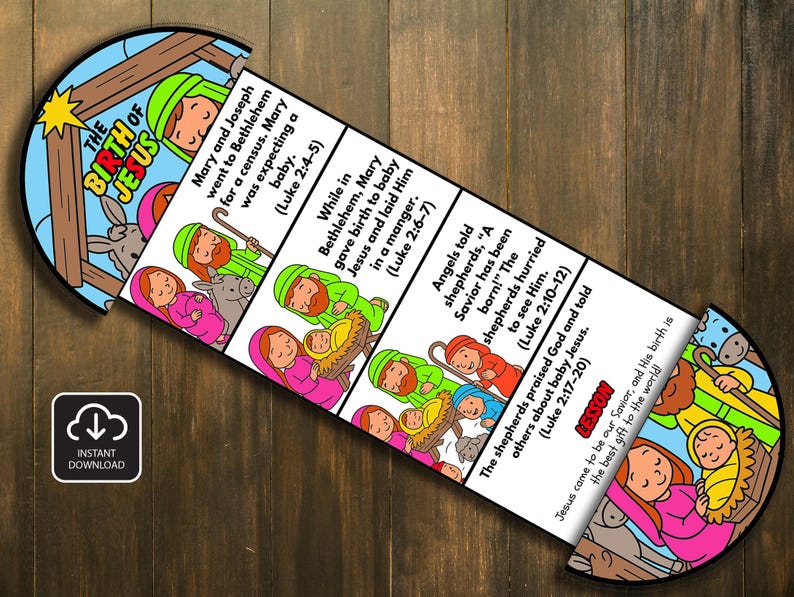 The Birth of Jesus Folding Surprise Bible Craft, Bible Lesson, Memory ...