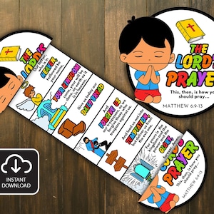 The Lord&#39;s Prayer Folding Surprise Bible Craft, Bible Lesson, Memory Game, Sunday School Craft, Church Activity Kids, Bible Craft, Mini Book