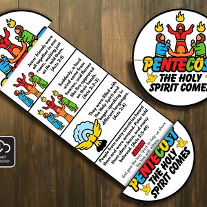 Pentecost Folding Surprise Bible Craft, Bible Lesson, Sunday School, Church Activity Kids, Mini Book, Bible Story Craft, Pentecost Craft