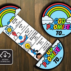 Gottesversprechen Faltüberraschungsbibelhandwerk, Bibelaktivität, Bibelstunde, Sonntagsschule, Minibuch, Sonntagsschulhandwerk, Regenbogenversprechen
