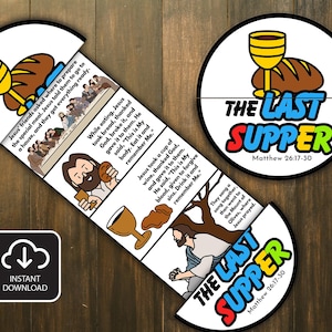 The Last Supper Folding Surprise Bible Craft, Bible Lesson, Memory Game, Sunday School Craft, Church Activity Kids, Bible Craft, Mini Book