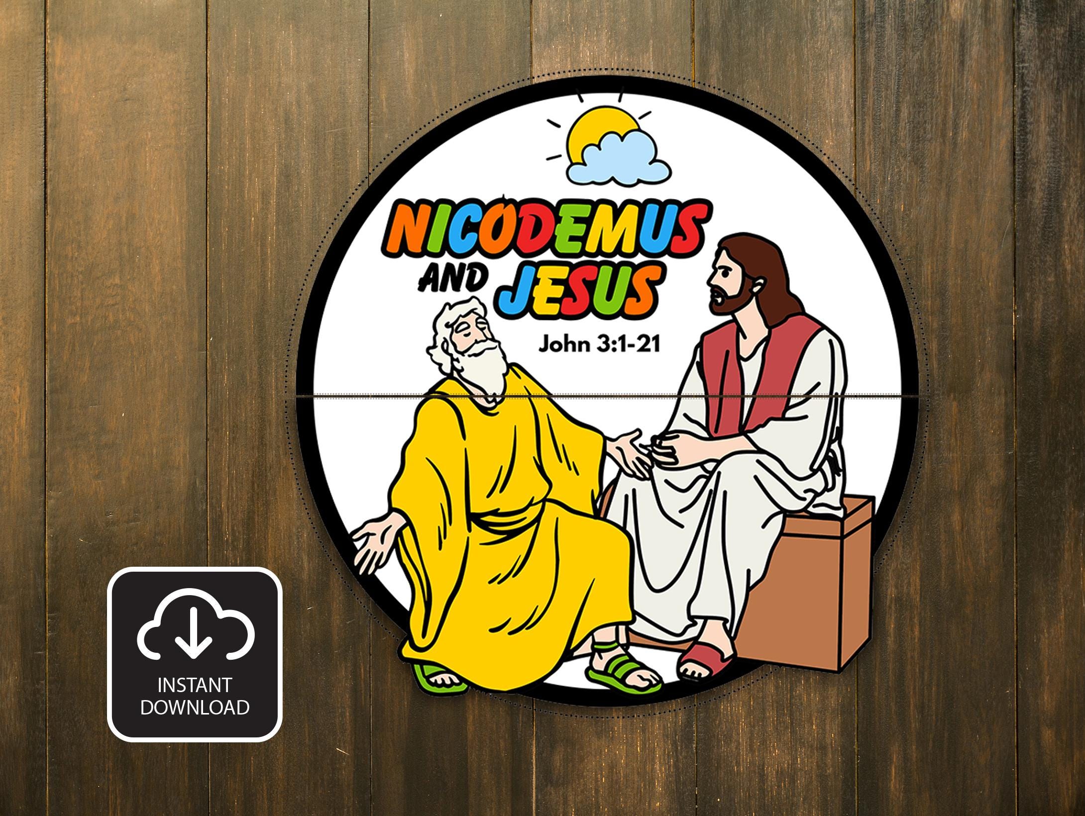 Nicodemus and Jesus Folding Surprise Bible Story Craft, Bible Lesson ...