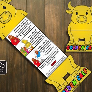 Moses Golden Calf Folding Surprise Bible Craft, Bible Lesson, Bible Story, Sunday School Craft, Church Activity Kids, Bible Craft, Mini Book