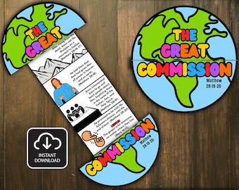 Créations bibliques surprises pliantes La grande commande, activité biblique à imprimer, leçon biblique pour enfants, jeu de mémoire, école du dimanche, activité du dimanche