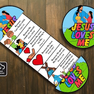 Jesus Loves Me Craft, Folding Surprise Bible Craft, Bible Lesson, Sunday School, Church Activity Kids, Mini Book, Bible Story Craft