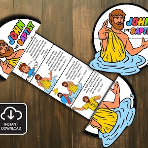 Johannes der Täufer, der gefaltete Überraschungs-Bibel-Handarbeit, Bibellektion, Memory-Spiel, Sonntagsschule Basteln, Kirche Aktivität Kinder, Bibel Basteln, Mini-Buch faltbar ist