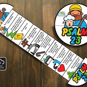 Psalm 23 Folding Surprise Bible Craft, Bible Lesson, Sunday School Craft, Church Activity Kids, Mini Book, Bible Story Craft, Psalm Craft