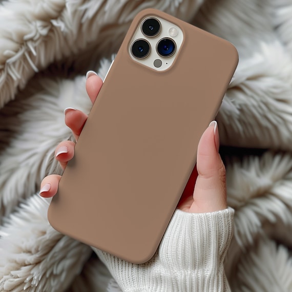 Soft Mocha Brown Phone Case, Bohemian Neutral Minimalist Solid Color Phone Case Gift For iPhone 16 15 14 13 12 11 Pro Max, Samsung S25 S24