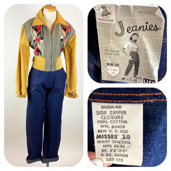 Vintage 1950s DEADSTOCK Side Zipper Jeans Dungaree