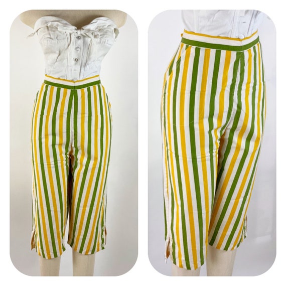 Vintage 1950s Striped Capri Pants L