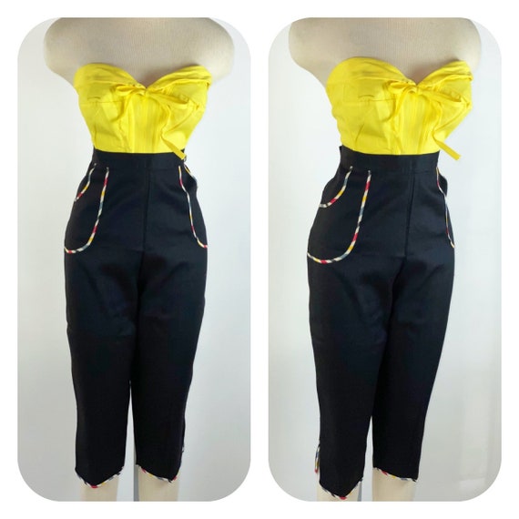 DEADSTOCK Vintage 1950s Black with multicolor stri