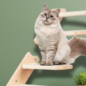 Wooden wall steps for cats, cat climbing wall, cat wall shelves, cat steps for wall, cat furniture wall, cat shelves for wall,cat lover gift