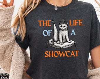 Koszulka „Życie kota wystawowego” w komfortowych kolorach, zabawna koszulka z epoki „dziewczyny z wystawy kotów”, koszulka z kotami w stylu retro „Scottish Fold Cats”, strój na koncert dla fanów TS