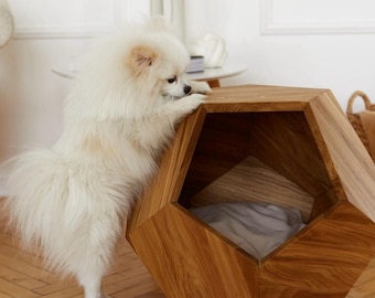 Indoor wooden pet house, minimalist pet bed, small dog house, cat and dog house, modern dog kennel, house for cats dogs, cat bed furniture