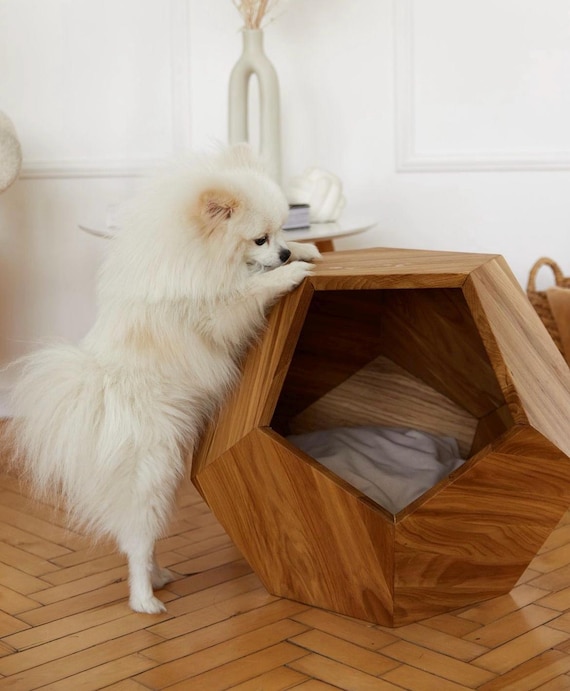 Indoor Wooden Pet House, Minimalist Pet Bed, Small Dog House, Cat