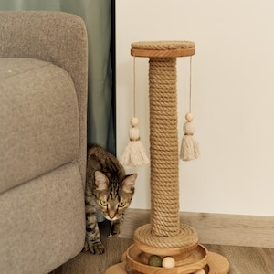 Tiragraffi in legno per gatti, tiragraffi, tiragraffi per gatti, tiragraffi alto per gatti, regalo per amanti dei gatti, regalo per proprietari di gatti, regalo per gatti
