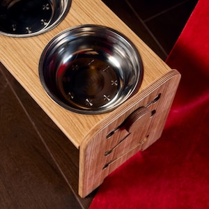 Adjustable Raised Dog Bowls Stand, Elevated Dog Feeder, Dog Feeding Station, Tilted Dog Bowl Stand, Custom Dog Gift, Pet Furniture
