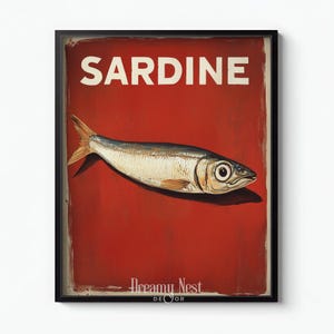 Sardine Print Retro Kitchen Art Print Sardine Coastal Print Sardines Wall Art Sardine Gifts Vintage Sardines Poster Fish Art Work Download