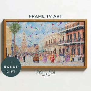 Mardi Gras Frame TV Art Abstract New Orleans Mardi Gras Parade Frame TV Art Impressionist Oil Painting Mardi Gras Celebration Digital Art