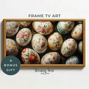 Easter Frame TV Art Spring Easter Eggs Samsung Frame TV Art Easter Decor Vintage Farmhouse TV Art Floral Eggs Easter Digital Download FTV138