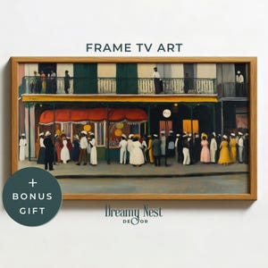Mardi Gras Frame TV Art Abstract New Orleans Mardi Gras Celebration Party Frame TV Art Oil Painting Mardi Gras Carnival Digital Art FTV-072