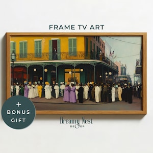 Mardi Gras Frame TV Art Abstract New Orleans Mardi Gras Celebration Party Frame TV Art Oil Painting Mardi Gras Carnival Digital Art Download