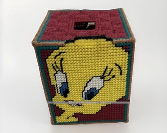 Copertura per scatola di fazzoletti di Titti e Sylvester dei Looney Tunes, colore bordeaux vintage