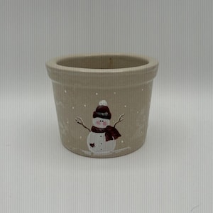 Vtg RRP USA Roseville Ohio POTTERY - Olla de cerámica con forma de muñeco de nieve de 1 pinta, para fiestas