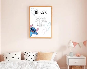 Sticker Mural 3D Ohana Lilo Et Stitch - Décoration Chambre Bébé Enfant