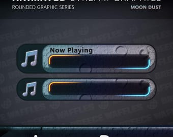 Labels Pack - Stream Package for TWITCH - Rounded Graphic - Icons, Animated Labels and Label Bars - Moon Dust (GRAY)