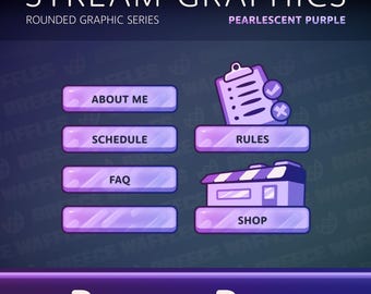 Panels Pack - Stream Package for TWITCH - Rounded Graphic - Panels and Stickers - Pearlescent Purple