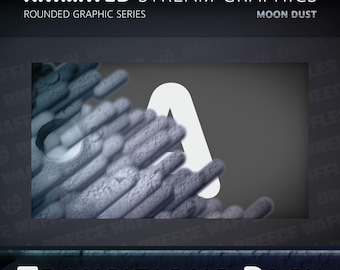 Transitions Pack - Stream Package for TWITCH - Rounded Graphic - 2 Track Matte Stinger Transitions - Moon Dust (GRAY)