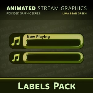 Labels Pack - Stream-pakket voor TWITCH - afgeronde afbeelding - pictogrammen, geanimeerde labels en labelbalken - limaboon (GROEN)