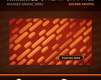 Screens Pack - Stream Package for TWITCH - Rounded Graphic - Animated Screen and Text - Golden Groove (GOLD/ORANGE)