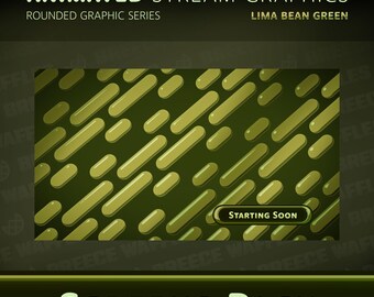 Screens Pack - Stream Package for TWITCH, YOUTUBE - Rounded Graphic - Animated Screen and Text - Lima Bean (GREEN)