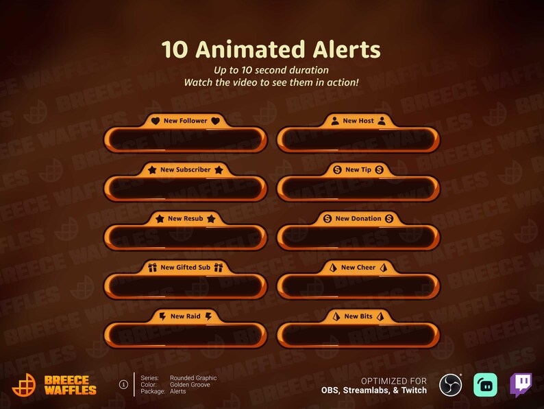 Alerts Pack Stream Package for TWITCH Rounded Graphic Icons, Animated ...