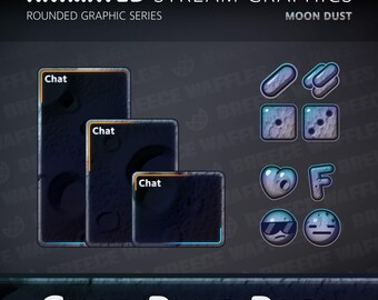 Chat Plus Pack - Stream Package for TWITCH - Rounded Graphic - Emotes, Sub Badges, Animated Chat Boxes - Moon Dust (GRAY)