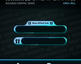 Alarme Paket - Stream Paket für TWITCH - Abgerundete Grafik - Icons, Animierte Alarme - Chill Pill (BLAU)
